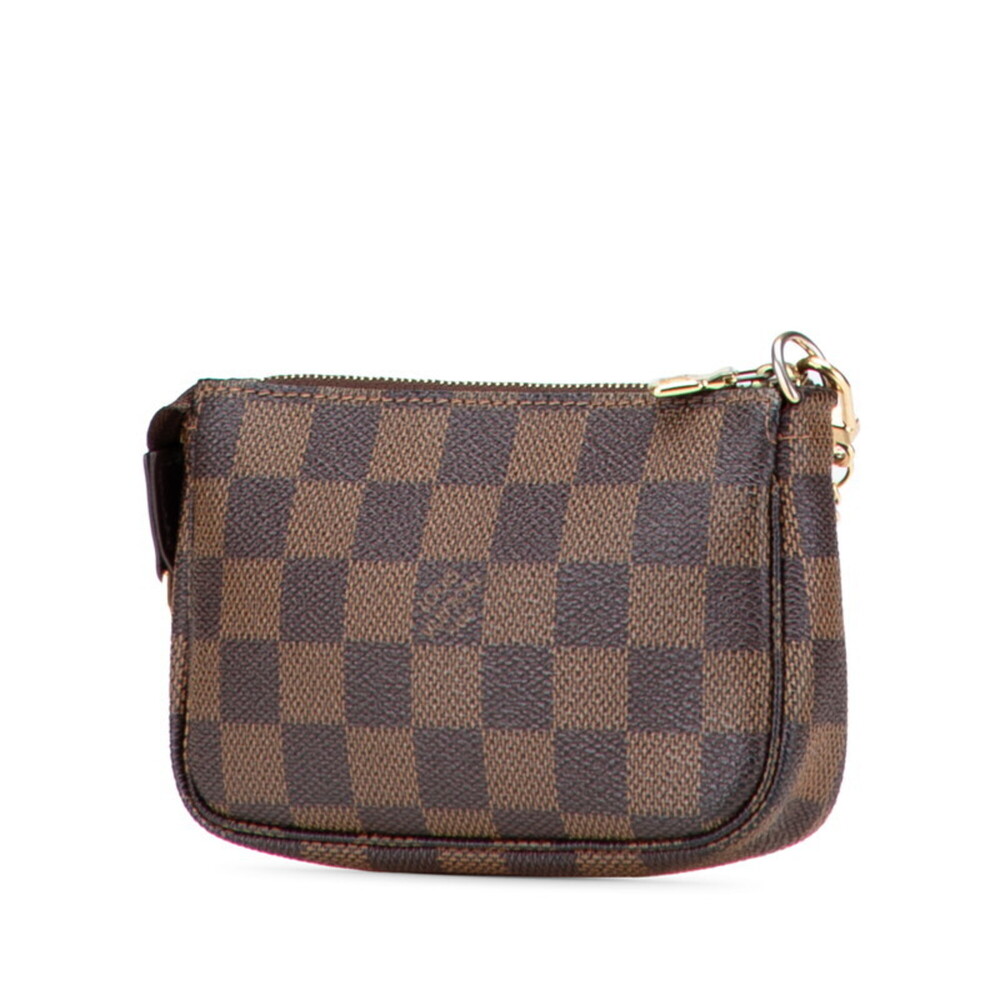 LOUIS VUITTON Authentic Brown Damier Leather Pochette Mini Bag - Picture 2 of 9